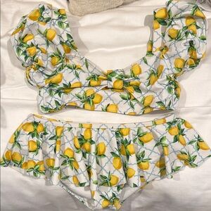 Janie and Jack size 10 Lemon Print Ruffled Bikini Set